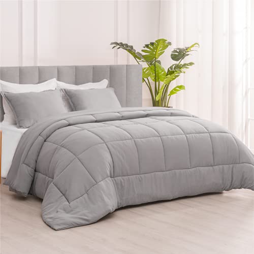 Recyco Twin/Twin Xl Comforter Set For College Girls Boys, Duvet Insert Bed Comforters & Sets With Pillow Sham, Lightweight Ultra Soft Quilted Down Alternative Comforter, Grey #TOP1