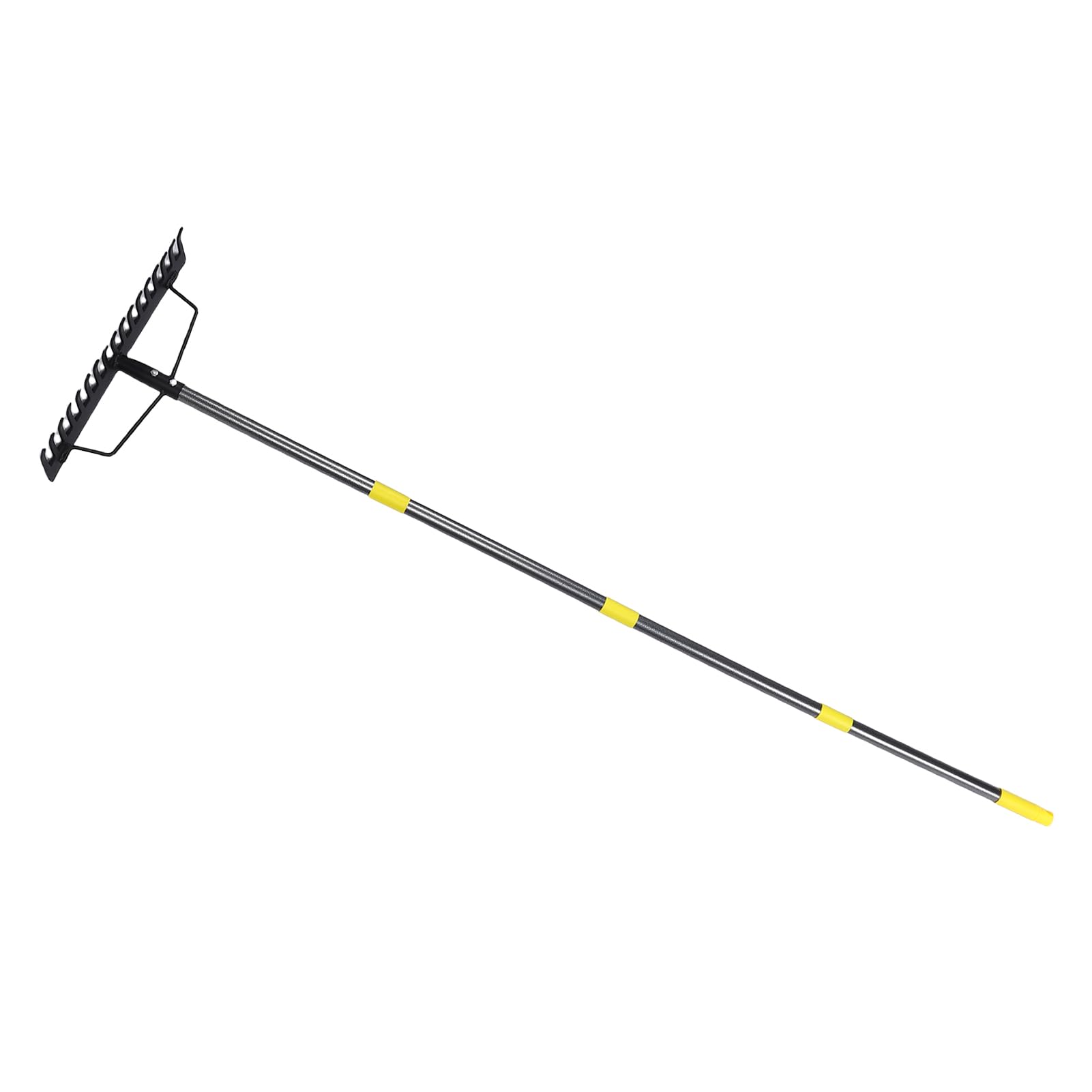 Rastrello da Giardino Multifunzionale in Metallo a 16 Denti con Rivestimento Antiruggine, Facile Montaggio per la Rimozione delle Foglie e il Livellamento del Terreno
