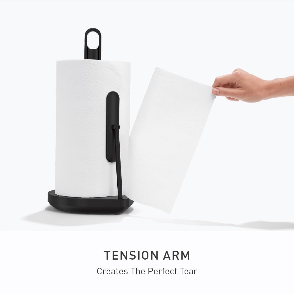 simplehuman Tension Arm Paper Towel Holder, Black Stainless Steel