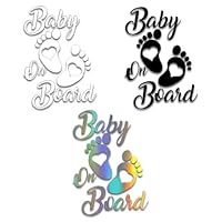 Aufkleber Baby an Bord - 3 Stück Kinder an Bord Footprint Auto-Warnaufkleber, Stoßstangenfenster-Sicherheitsaufkleber, Füße Baby in Car
