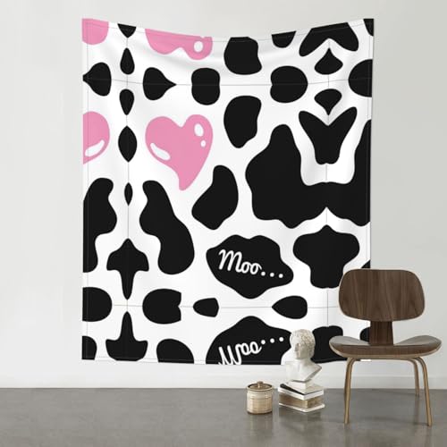 Tapisserie vache laitière noire et blanche décorative pour chambre