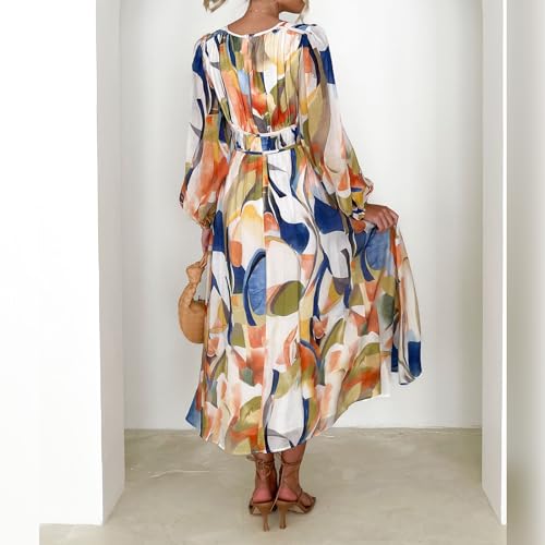 Robe décontractée chic fleurie col en V aux finitions drapées - 4