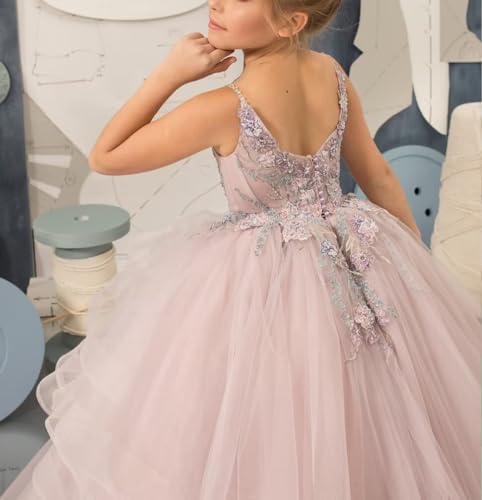 Flower Girl Dresses for Wedding Layered Tulle Princess Pageant Dress Girls Floral Ball Gown4