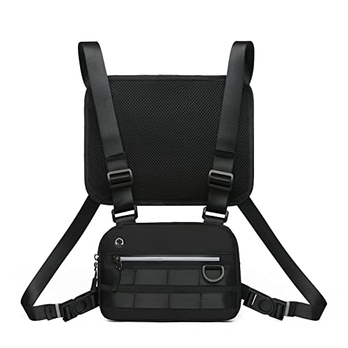 welltop Chest Bag for Men, Fashion Chest Rig Bags Outdoor Water Resistant Chest Pack with Adjustable Shoulder, Reflective Utility Chest Gear Pouch for Men Women Night Running Workouts Exercise Hiking