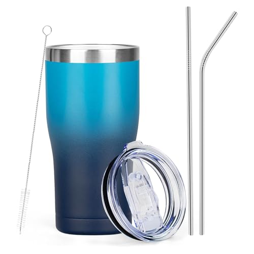 MEZMUT 20oz Coffee Tumbler with Lid and Straw Double Wall Vacuum Insulated Cup Stainless Steel Travel Mugs Insulated for Hot and Cold Leakproof Powder Coated Tumbler for Indoor and Outdoor