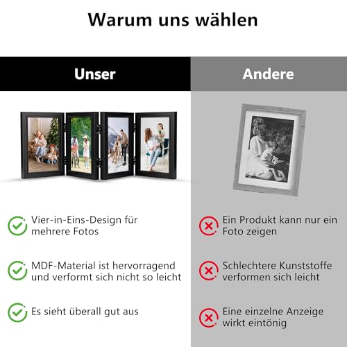 Cadre Photo Collage Pliable Multiple Photo: 10 x 15 cm Pliable Verticales Frame Décoration pour Bureau Chambre Famille Salon Cadeau – Image 6