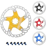 CYSKY Disco Freno Bici Flottante con 6 viti 140mm 160mm 180mm 203mm Rotori freno in Acciaio Inossidabile Lavorati a CNC per bici da corsa, MTB, BMX, Gravel bike, ebike (Oro, 203mm)