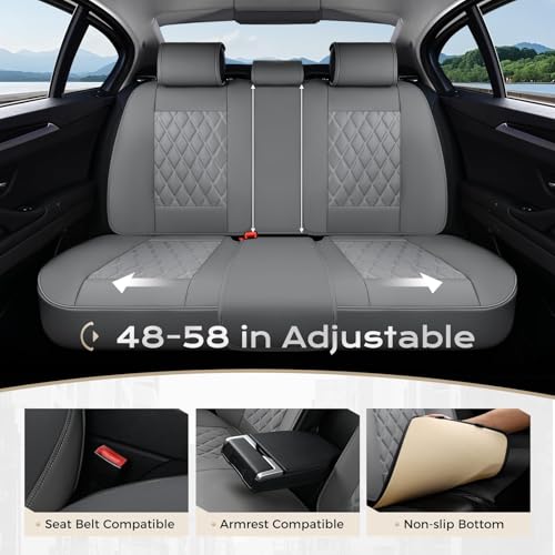 Image of Coverado Car Seat Covers Front Seats and Back, Leather Seat Cover for Cars, Waterproof Seat Covers Full Set Universal Seat Covers Seats Protectors Car Seat Cushion Fit for Most Car - Gray