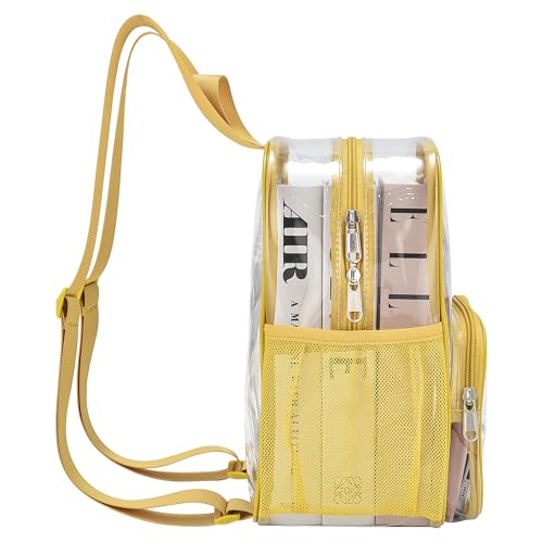 Image of Busiuw Clear Backpack for Stadium Events 12x12x6 with Front Pocket for Concert Sport Fashion Women Backpack Events Work Travel(Gold)