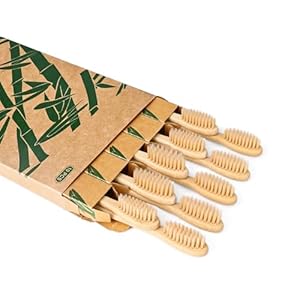 Bamboo Toothbrushes for Adults, 10 PCS Biodegradable Wooden Toothbrushes, Natural Soft Bristles Wood Toothbrush, Eco Friendly, Compostable and Sustainable