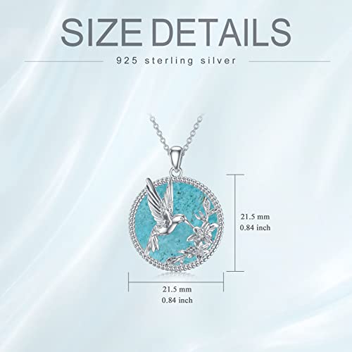 Bethza Hummingbird Necklace 925 Sterling Silver Hummingbird Pendant With Flower Bird Natural Turquoise Gemstone Animal Jewelry Gifts For Women Girl Wife #TOP6
