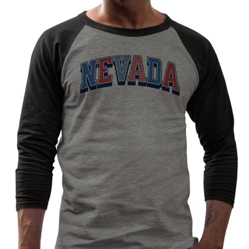 TeesAndTankYou USA Nevada Camiseta de béisbol de manga raglán tres cuartos unisex miniatura 2