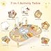 Costzon Activity Table for 1 Year Old, 7-in-1 Wooden Montessori Toys with Fishing Game, Bead Maze, Xylophone & More, Baby Sensory Toys for 12 Months+ Toddlers Boys Girls, Ideal Birthday