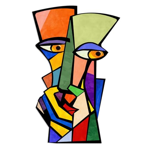 Kercan Colorful Face Abstract Metal Wall Sculpture