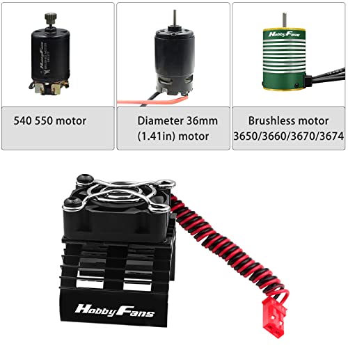 Hobby Fans Rc Motor Heat Sink With 5V Cooling Fan Fit 540 550 3650 F540 3660 3670 Size Brushless Motor Engine Motor Heatsink For 1/10 Rc Car Truck Buggy Crawler #TOP1