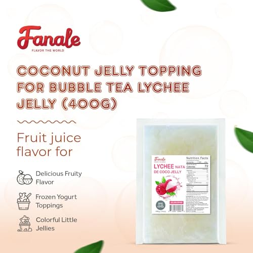 Fanale Coconut Jelly Topping nata de coco for Bubble Tea 400 g | Lychee Jelly | for Boba Tea, Smoothies, Slushes, Desserts 400g