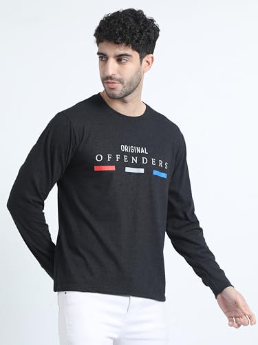 Image of OFFENDERS Mens Exclusive Graphic Printed Round Neck Full Sleeve Premium Tshirt 100% Cotton (Pack of 1)