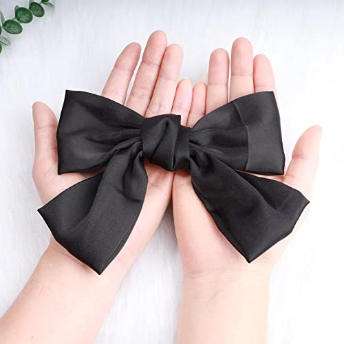 Andelaisi Vintage Bow Hair Clips Satin Bow Hair Barrettes Silk Hair Clip Barrette Retro Bowknot Hair Accessory Satin Ribbion Bowknot Clip Headpiece For Women And Girls Headdress (Black) #TOP5