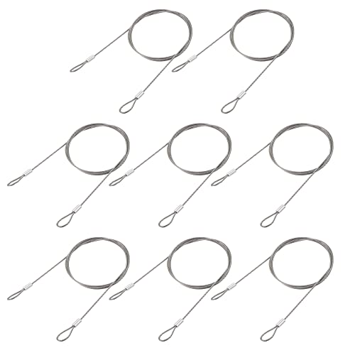 Image of uxcell Picture Hanging Wire Kit, 8pcs 1M Double Ring Hanging Wire for Home Picture Art Gallery Picture Display Kit, Load 66 Lbs