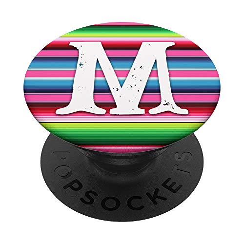 CocomoSoul-Mobile Pink Serape Capital Letter M Alphabet Initial Monogram Initial PopSockets Stand fo