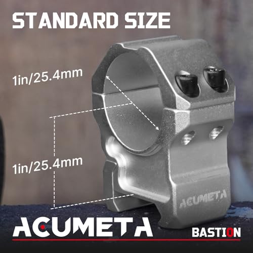 ACUMETA Bastion Scope Rings, 25.4mm Tube Scope Rings with 1.0" Center Height for 20mm Rail for Outdoor Sports (Dual Row Screw, Silver) by ACUMETA - Image 5