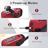 Wind Up Solar Radio, Emergency Radio, Portable Hand Crank Radio, AM/FM Radio with LED Bright Flashlight, 2000mAh Rechargeable Power Bank, SOS Alarm, USB Phone Charger for Camping Hiking - Image 4