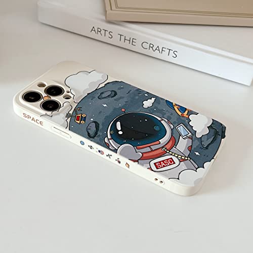 Yonds Queen for iPhone 13 Cute Case, Cool Cartoon Astronaut Planet Moon Space Design Stylish Soft TPU Bumper Shockproof Anti-Slip Protector Fashion Case (iPhone 13, White Moon) by Yonds Queen - Used condition - Image 2