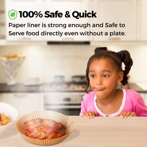 XADIBH Air Fryer Liners- Air Fryer Disposable Paper Liner, Non-Stick Basket Liners, Baking Paper for Air Fryer, Parchment Air Fryer Basket, Water-Proof Air Fryer Liners for Baking (50PCS-6.3INCH)