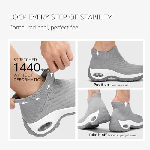 Image of HKR Women Walking Shoes Cushioned Slip On Sneakers