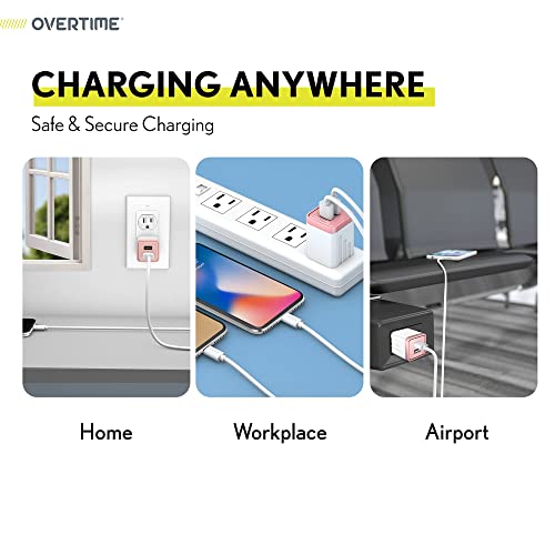 Dual Usb Wall Charger, Overtime Universal 2.4Amp Plug Cube Quick Phone Power Adapter For Iphone 11 Pro Max X Xs Xr 8 7 Se Ipad Pro Air Mini Samsung Galaxy S7 S6 S5 Kindle (Rose Gold, 1 Pack) #TOP7