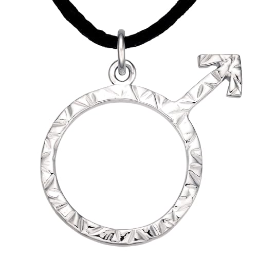 Männlich Symbol Halsband Anhänger - Mann Synbol – Maskuliner LGBTQ+ Schmuck, ideal für queere Männer, Allies & Gender Symbole – Handmade für Pride & Selbstbewusstsein (Mann Schmuck, Silber Platiniert)