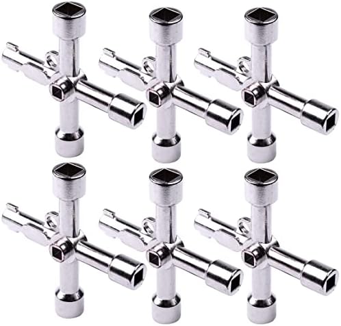 ATOPLEE 6pcs Electrical Cabinet Key, Surface Polished Antirust 4 Way Utilities Key, Triangle/Square/Panel Cross Key for Faucet,Gas Meter,Valve,Spigots,Electrical Cabinet Opening