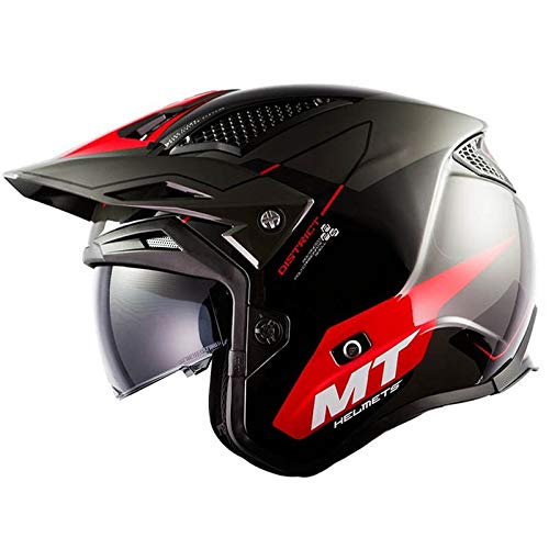-MT- Casco TRIAL Jet DISTRICT SV SUMMIT H5 Rojo con Pantalla Solar (XL (61-62))