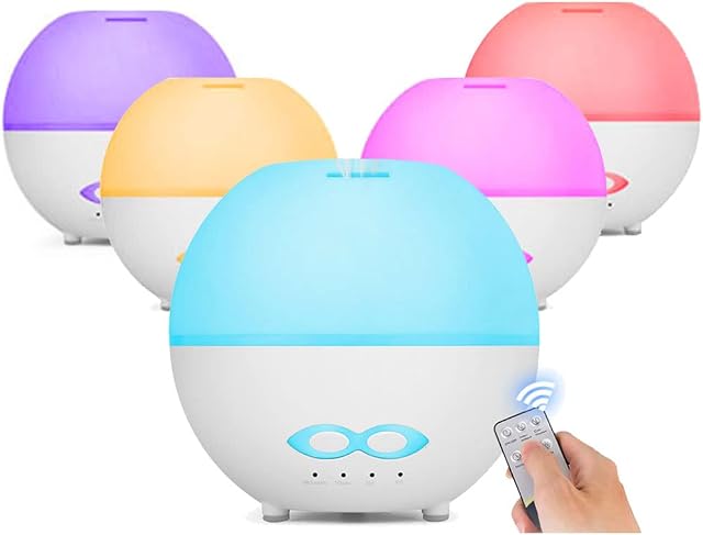 Caxmtu Essential Oil Diffuser 400ml Aroma Mist Humidifier with 7 Color Mood Lights for Bedroom Baby Humidifiers with Adjustable Mist Output, Auto Shut Off, BPA-Free