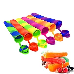 Bangp Silicone Popsicle Moulds with Attached Lids – 6 Pack Kitchen Ice Pop Moulds, Flexible & Durable – Reusable – Easy Clean, Multicolored ice Lollies (Colorful)