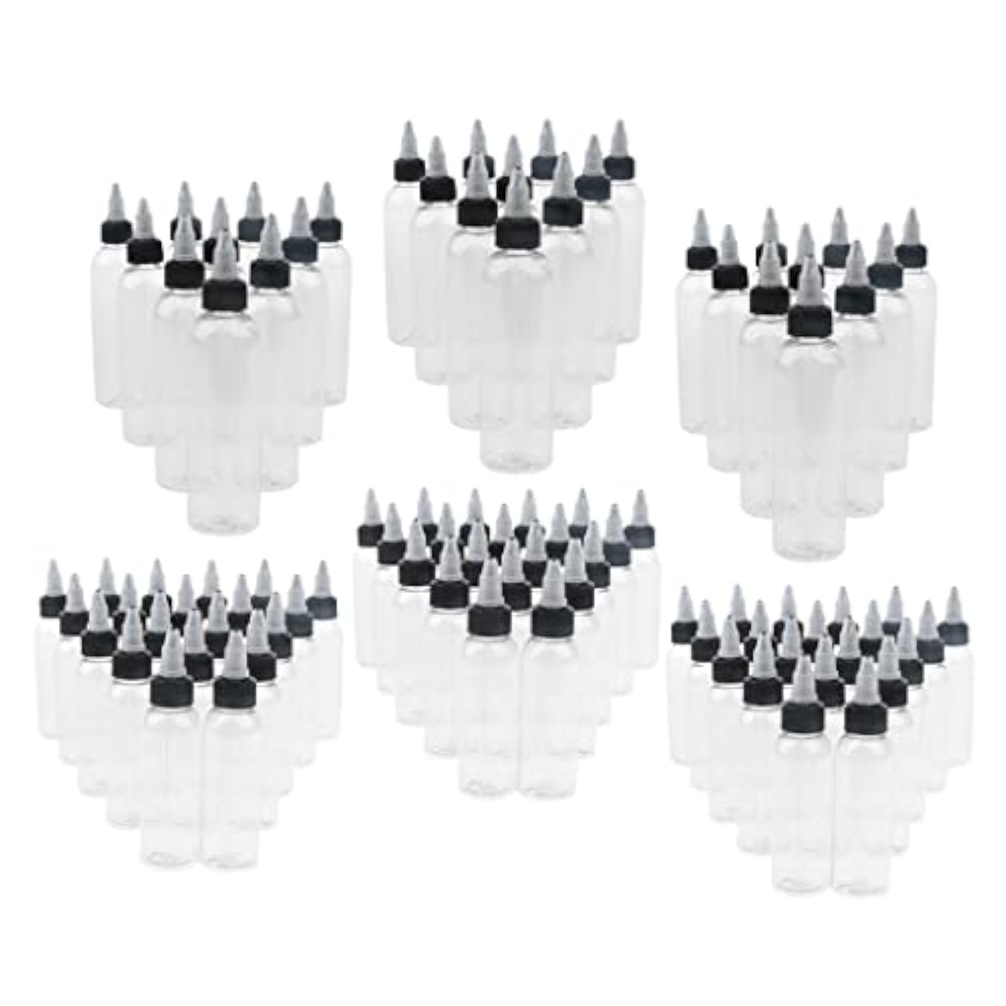 90Pc Empty PVC Squeeze Bottle with Twist Top Cap Applicator