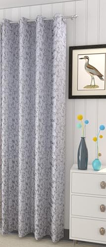 Image of Window Curtain 5 Feet Long for Living Room - Window Curtain Set of 1 Pcs Panel, Velvet Curtain Blackout & Stylish Parda for Home Decor & Office White Colour