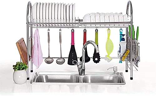 Escurridor de platos de acero inoxidable para colgar sobre el fregadero, estante de drenaje de platos de cocina, organizador de mostrador
