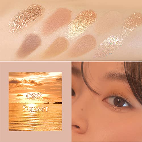 erinde 10 colors eyeshadow palette makeup - matte shimmer glitter brown eye shadow ultra-blendable high pigmented naturing-looking neutral nude eyeshadow palette with professional brush sunset