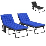 Outsunny Set de 2 Tumbonas Jardín Exterior Plegables Cojines Azul