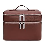 idoltimes Makeup Case, Large Capacity Waterproof Double Layer Cosmetic Bag with Removable Divider, Double Compartment Brush Organizer, Multi-functional Travel Organizer
