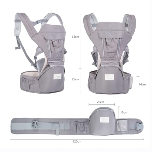 Bolsa canguru ergonômico bebê cinza mamãe 12 posições 3 em 1