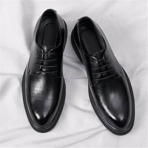 Men's Lace Up Height Increasing Pointed Toe Leather Dress Shoes Summer Business Formal British Style Wedding Groom Office Gentleman Footwear3
