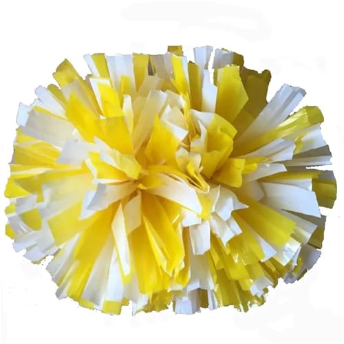 4 pezzi 32 cm pompon da cheerleading, con manico, anti-scolorimento Per Sport(Yellow white)