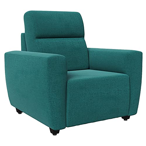 Image of Wakefit Sofa Set | 3 Year Warranty | Sofa 4 Seater, 4 Seater Sofa for Living Room, Wooden Sofa Set, Sofa Set 2+1+1 Seater - Belize(Reflection : Aqua Blue)