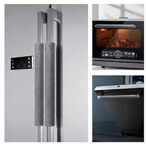 Fatiya Velvet Refrigerator Door Handle Covers Set of 4, Washable Fridge Handle Covers, Keep Kitchen Clean Appliance Handle Covers Protector for Microwave Oven Dishwasher Light Gray