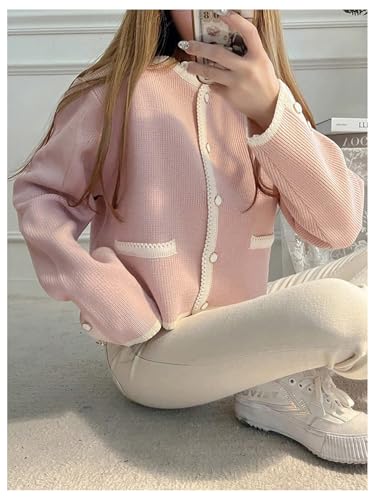 GORGLITTER Women's Button Up Cardigan Long Sleeve Open Front Contrast Binding Lightweight Fall Sweater Tops4