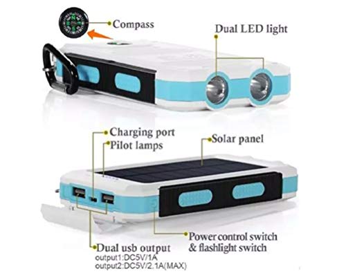 image for Solar Charger 30,000mAh, Dualpow Portable Solar Battery Charger Extern