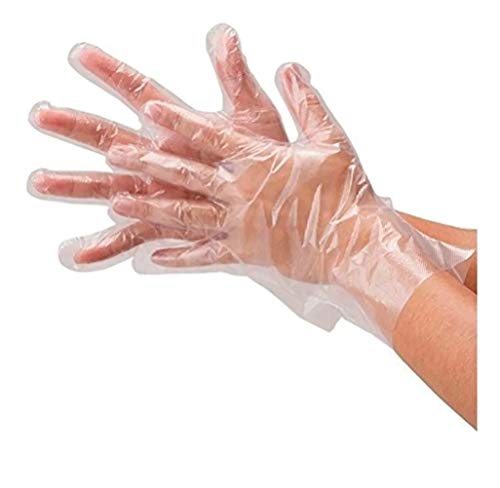 Decoración Fiesta, Tools 100 Guantes Desechables Polietileno – sin látex, plástico para preparación de Alimentos, Guantes Seguros para cocinar, Limpieza, Transparente, unitalla.