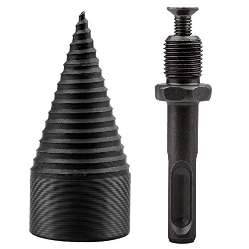 SUREH Screw Cone Log Wood Splitter Splitting Wood Cone Drill Bit Firewood Machine Portable Wood Breaker Cut Tool for Household Round Shank 38mm